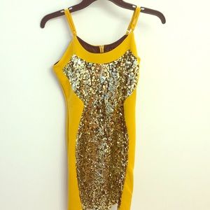 Sparkly sequin gold and yellow dress